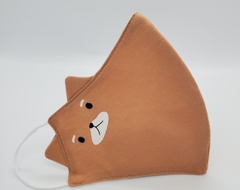 Cute Unique Dog Cotton Face Mask with filter pocket, 3-Layers,Reusable, Washable,Milk Tea Colour, Present