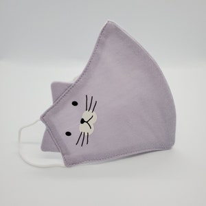 Cute Unique Kitty Cat Cotton Face Mask with filter pocket, 3-Layers,Reusable, Washable, Purple Mask,Present
