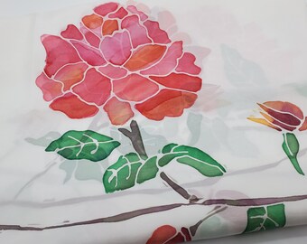 Peony Hand Painted Silk Scarf, Present