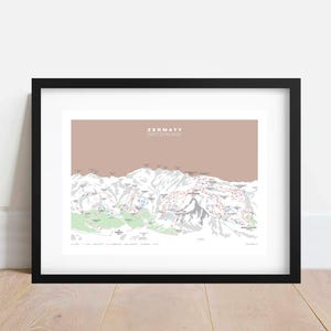 Zermatt Schweiz - Ski Pist Map Artwork
