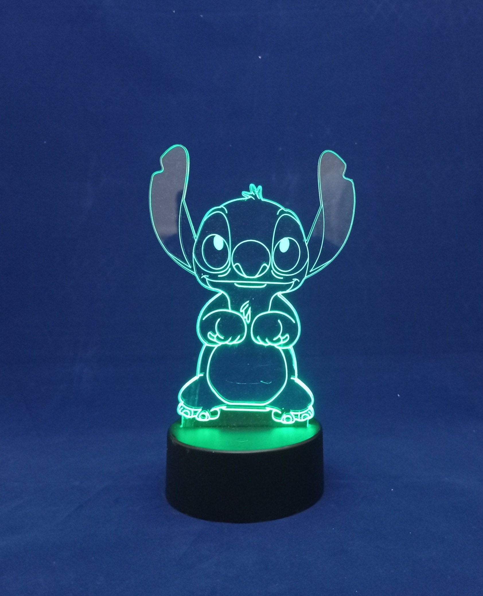 Cartoon Kawaii Lilo & Stitch SAYDY RGB Éclairage 7 Changement de Couleur  Panneau Acrylique Câble USB Chambre Chevet Nuit Lumière Enfant Noël (Stitch  1) 