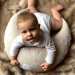Coussin d'allaitement pour bébé en mousseline de coton, coussin d'allaitement, oreiller lune pour bébés, oreiller pour bébé, oreiller en coton bio Stillkisen mond