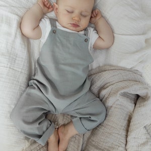 Organics Baby Dungarees, Linnen Dungarees, Pantalones certificados Oeko-tex, Leinenhosen, Leinen Latzhos, Pantalones de lino, Pantalones de lino de tela natural