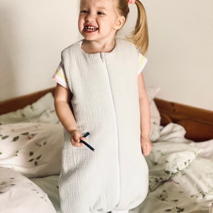 Saco de dormir para niños con piernas de muselina de algodón 100 % orgánico, saco de dormir para niños, saco de dormir de muselina con certificación Oeko-tex Schlafsack