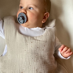Saco de dormir 100% algodón orgánico Oeko-Tex Muslin con puntos dorados, Saco de dormir, Saco para bebés recién nacidos, Saco de dormir para bebés canastilla babyausstattung