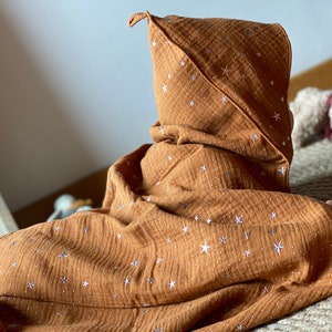 Toalla de muselina Oeko-Tex 100 % algodón orgánico con estrellas plateadas, manta de algodón para bebé, toalla de muselina para bebé, toallita de muselina para bebé