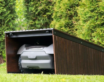 Premium Robotic Lawnmower Wooden Garage - Stylish Garden Shelter for Lawnmower Robot - Roof for Lawnmower Robot's - Shed for Lawnmowers