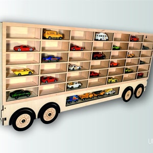 Opberger speelgoedauto 20-42 delen, AANHANGWAGEN, plank, garage voor hotwheels, luciferdoosje speelgoedauto's, 2 in 1, 3D