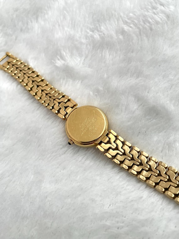 Vintage 90's Seiko Exceline Diamond Sculpted Pattern Gold