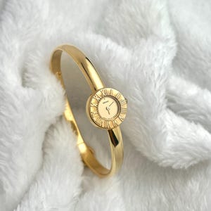 Rare Vintage Seiko Bangle Roman Index Gold Tone Women&#39;s Watch 1E20-0E20.