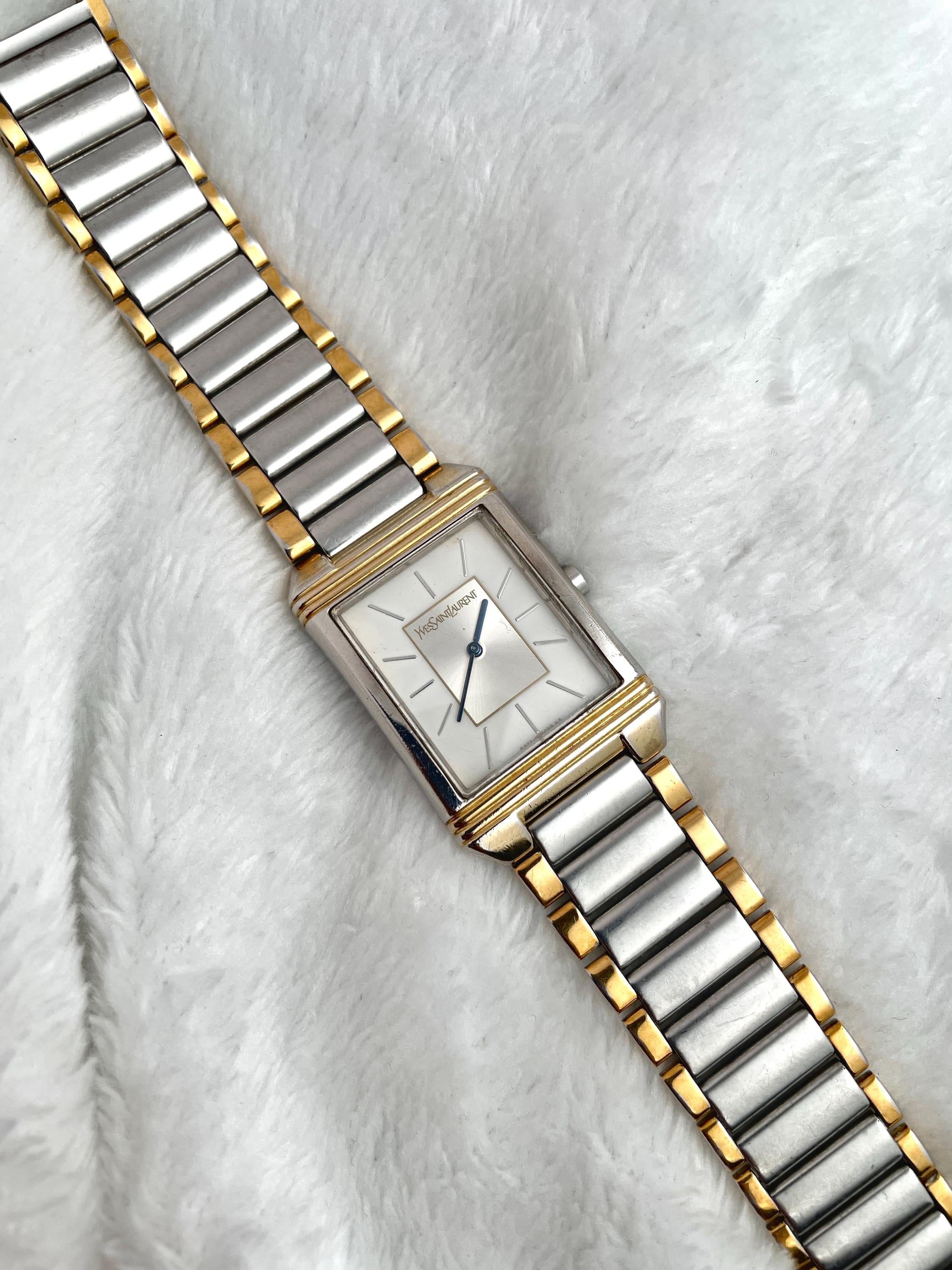 YSL レトロメタルバンド時計 シルバー/ゴールド 送料無料 サンローラン 腕時計 クオーツ レディース ボーイズ