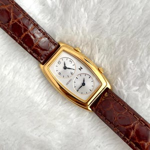 Vintage Seiko Noie Dual Time Leather Strap Gold Case 1E20-3A00