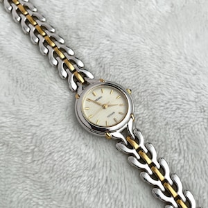 Vintage Seiko Exceline Two-Tone Bracelet Wavy Textured Dial 4J41 0050.