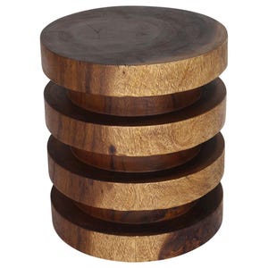 Haussmann® Wood Towering Rings Table 18 in DIA x 20 in H Walnut Oil