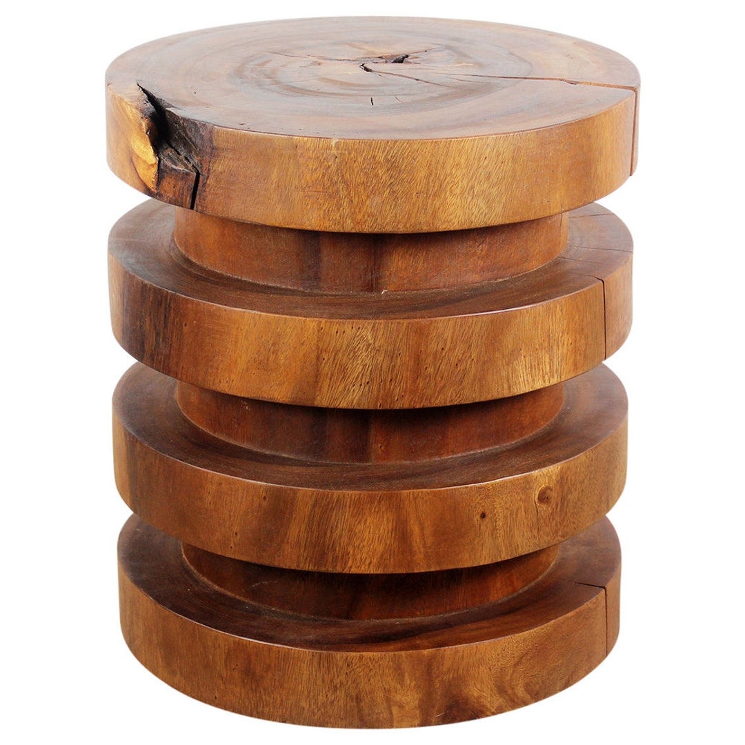 Haussmann® Wood Towering Rings Table 18 in DIA X 20 in H Walnut Oil - Etsy