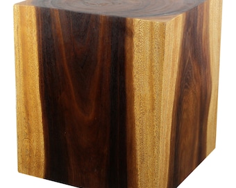 Haussmann® Wood Cube Table 20 in H x 18 in SQ Hollow inside Walnut Oil