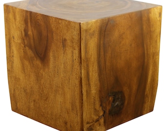 Haussmann® Wood Cube Table 18 in SQ x 18 in High Hollow inside Oak Oil