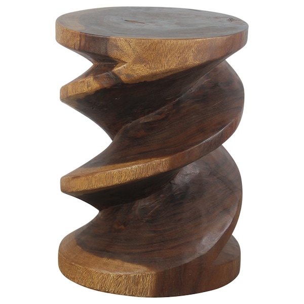 Haussmann® Wood Spiral Zig Zag End Table 15 D x 20 inch High Walnut Oil