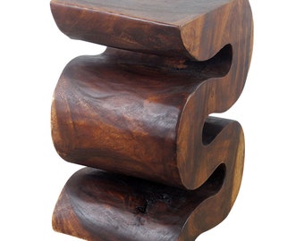 Haussmann® Wood BIG Wave Verve Accent Snake Table 12x14x20 in H Mocha Oil
