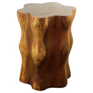 Haussmann® Wood Stump End Table Knobby Root 16 in D x 20 in H Oak Oil