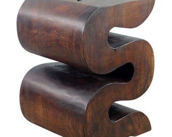 Haussmann® Wood BIG Wave Verve Accent Snake Table 14x14x20 in H Mocha Oil