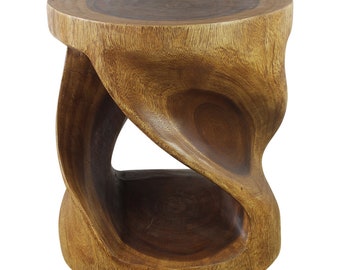 Haussmann® Round Twist End Table 18 in DIA x 20 in H Walnut Oil