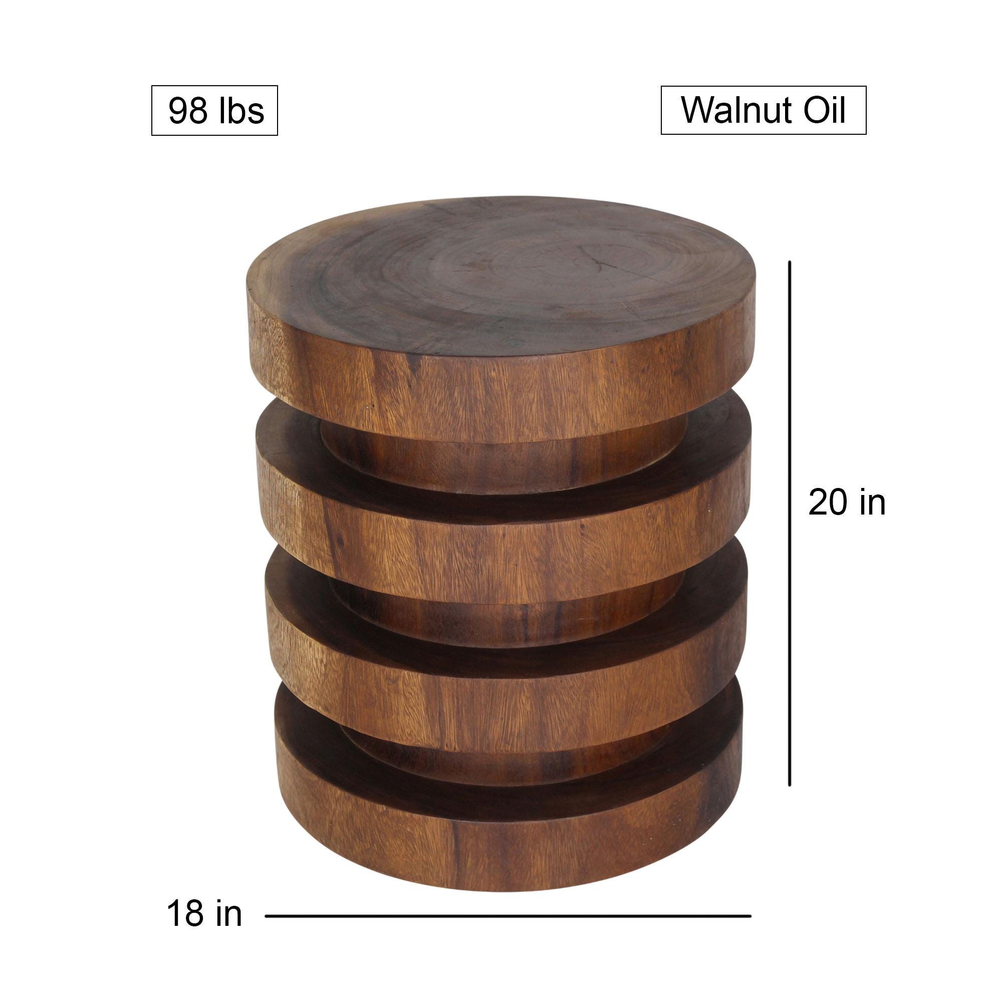 Haussmann Wood Towering Rings Table 18 in DIA X 20 in Height Walnut Oil ...