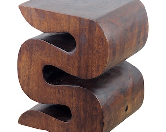Haussmann Wood BIG Wave Verve Accent Snake Table 12 x14 x 18 in H Mocha Oil