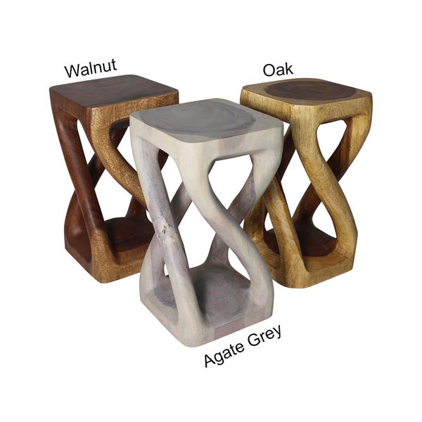 Taburete auxiliar de madera maciza con diseño de enredadera, 30,5 x 30,5 x 56 cm de altura.