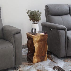 Haussmann Wood Natural Stool End Table 12 In Sq X 20 In Height