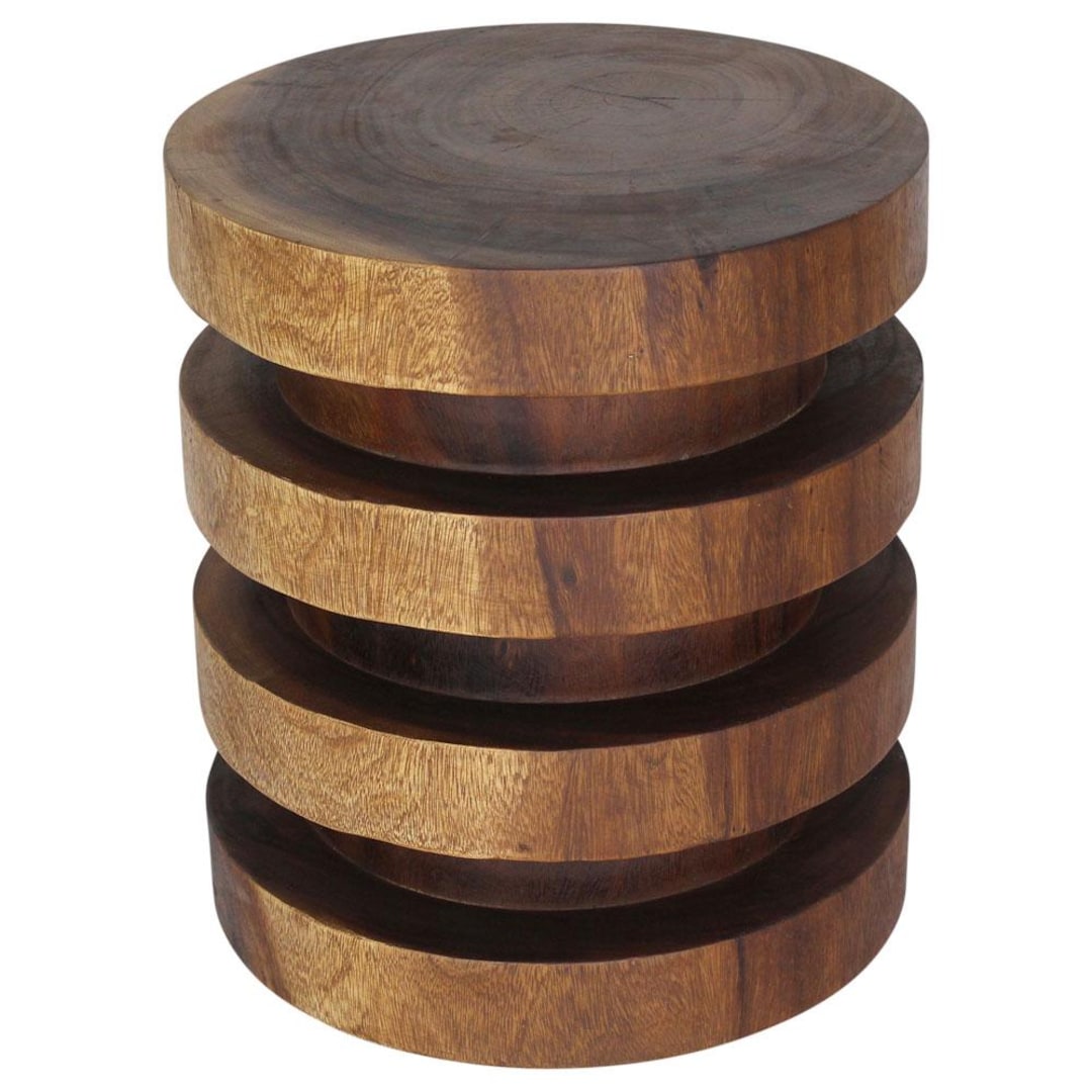 Haussmann Wood Towering Rings Table 18 in DIA X 20 in Height Walnut Oil ...