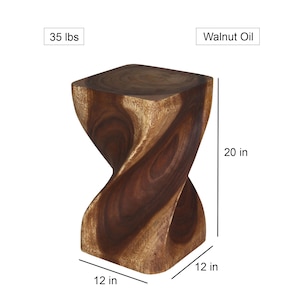 Haussmann Big Twist Wood Stool Table 12 in SQ x 20 in Height