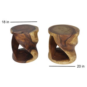 Hand-Carved Walnut Twist End Table / Stool: Rustic Accent Decor