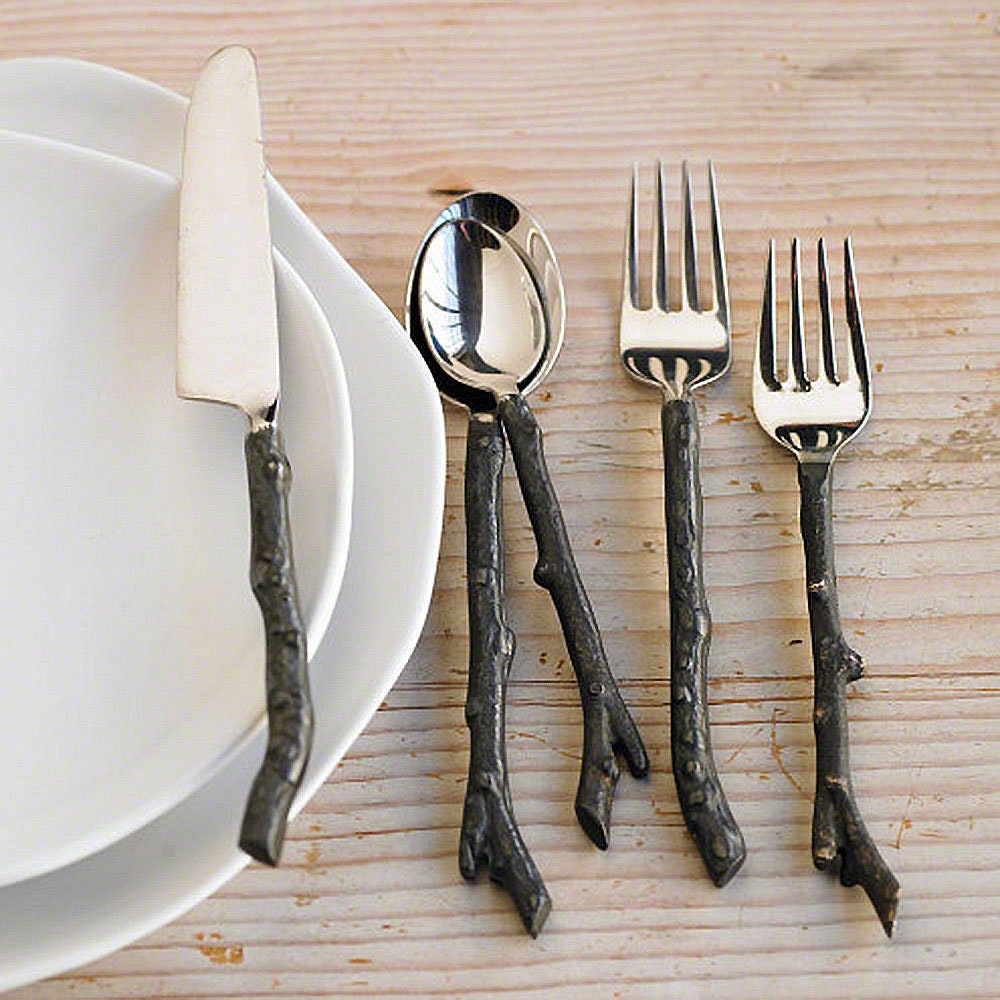 Haussmann® Stainless Steel Twig Flatware 5 Pc Set x 4 Place Etsy