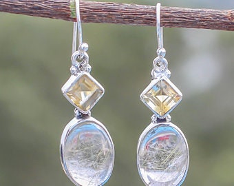 Beautiful  Dico Glass Gemstone  Natural  Earrings, 925 Solid Silver Pea,Designer Oval Shape Earring Handmade Jewelry