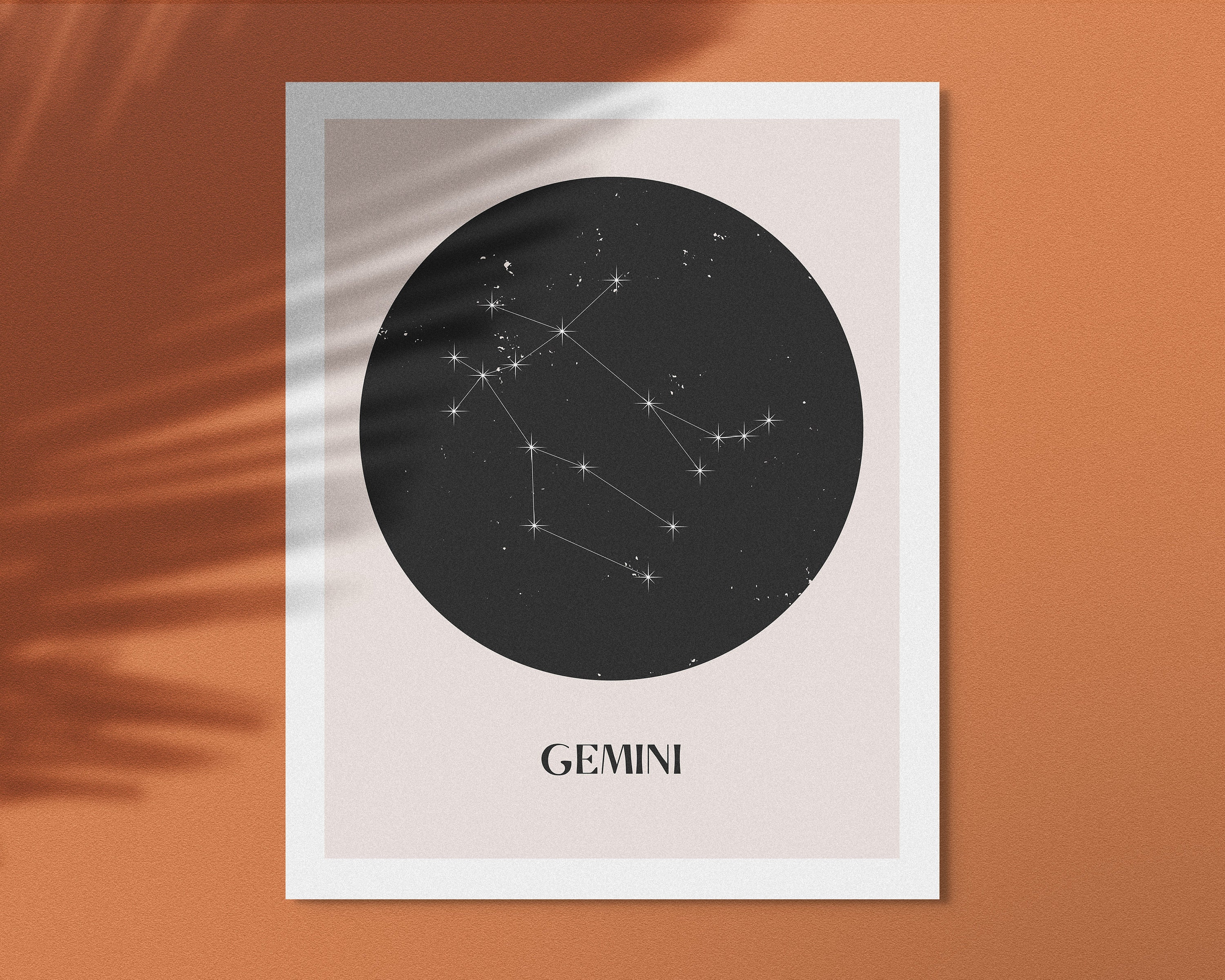 GEMINI Zodiac Constellation Wall Art Black and White | Etsy