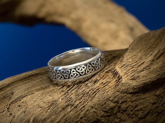 Celtic Ring Sterling Silver Band for Men Women/'s Band Viking Ring Geometric Ring Pagan Men/'s Ring Celtic Wedding Band