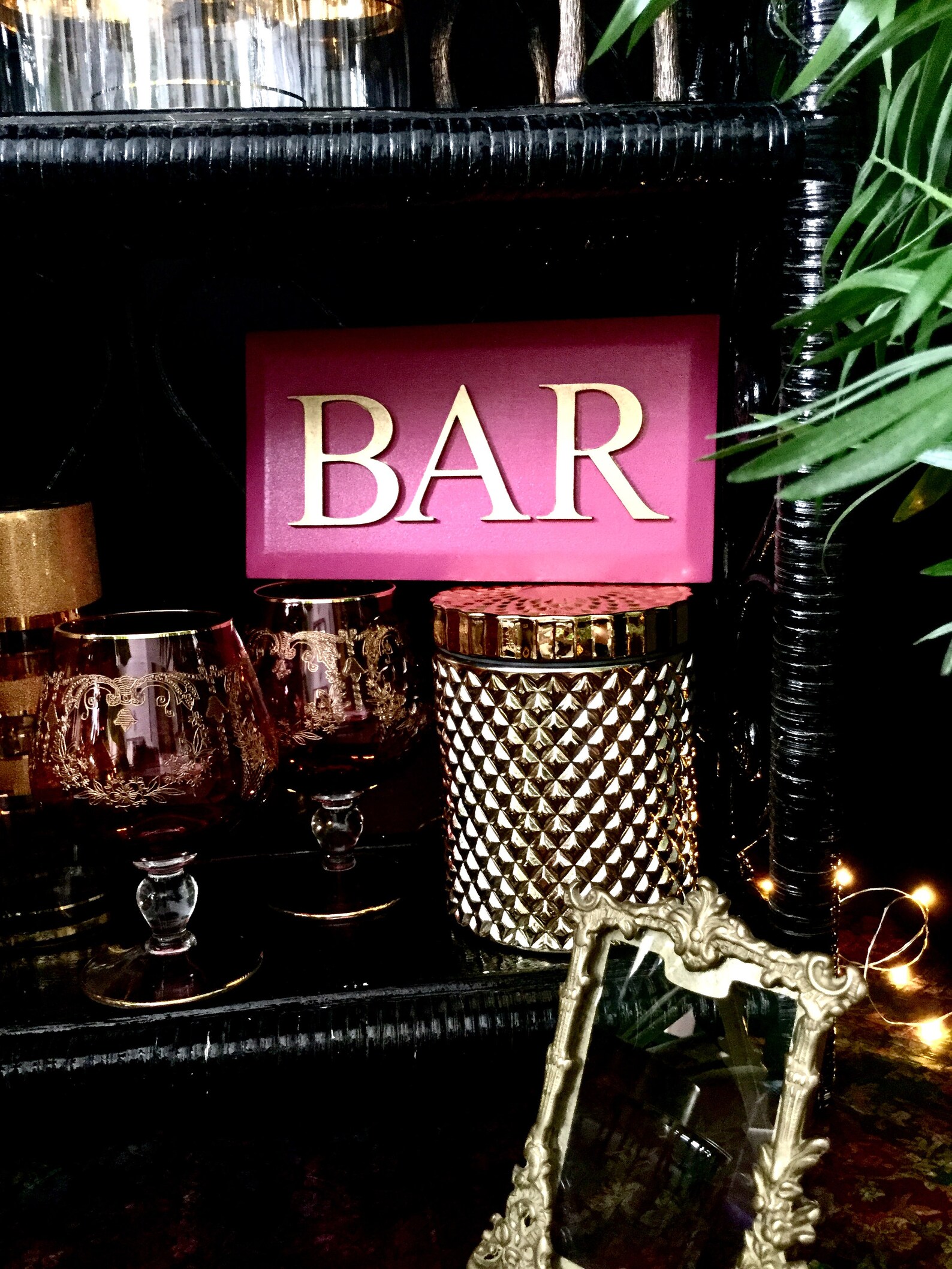 Pink Bar Sign Bar Cart Styling Bar Cart Decor Bar Etsy UK