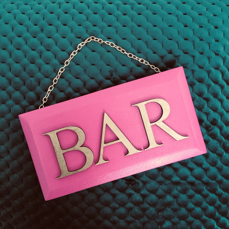 Pink Bar Sign Bar Cart Styling Bar Cart Decor Bar Etsy UK