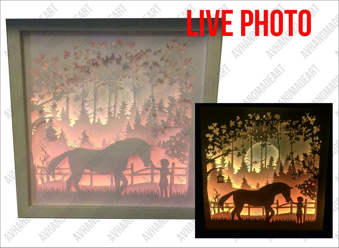 Horse shadow box svgPaper cut Light Box template3D Papercut | Etsy