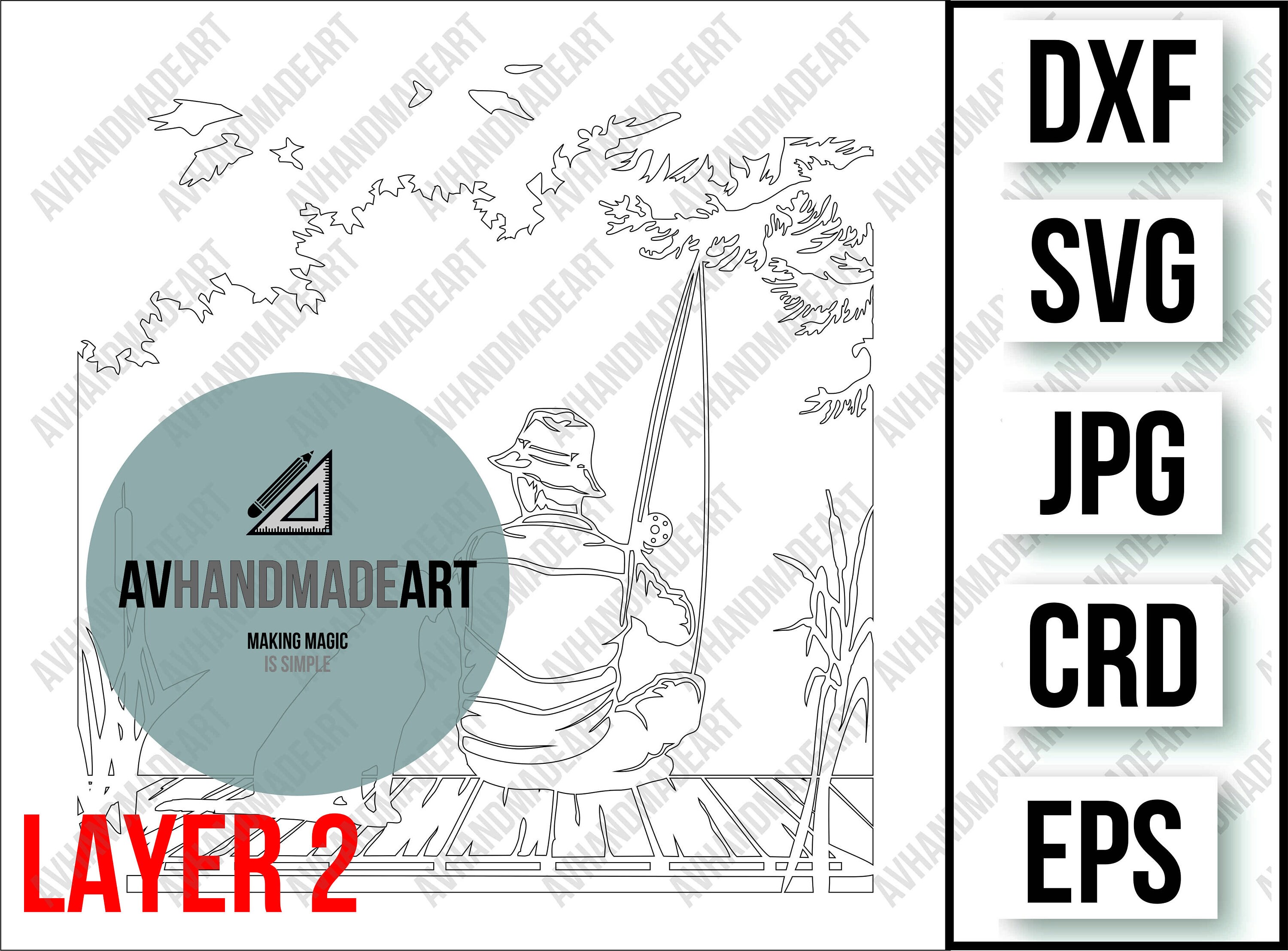 Fishing shadow box svg v2 | Etsy