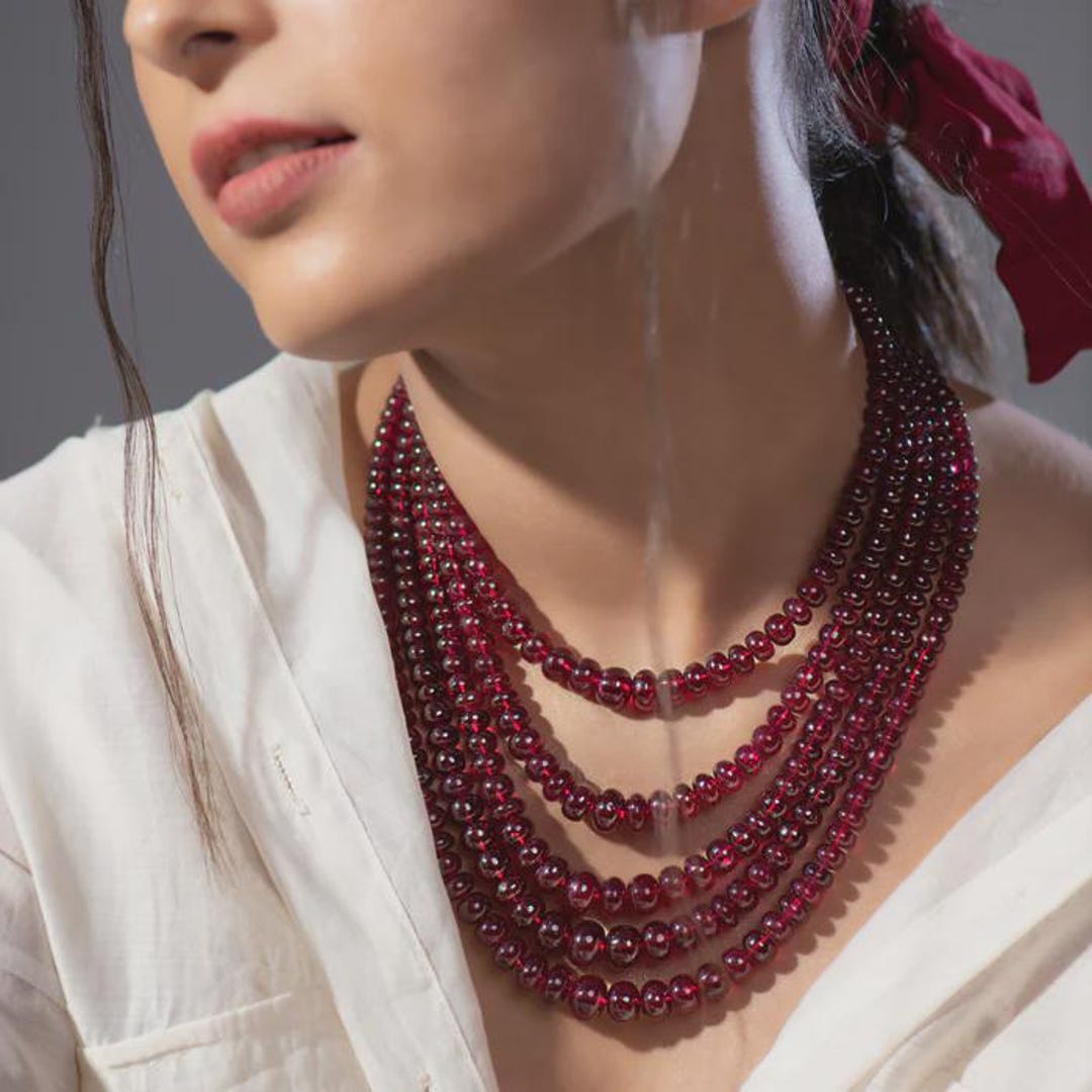 5-strand Natural Ruby Necklace, A Quality Beaded Statement Jewelry ...