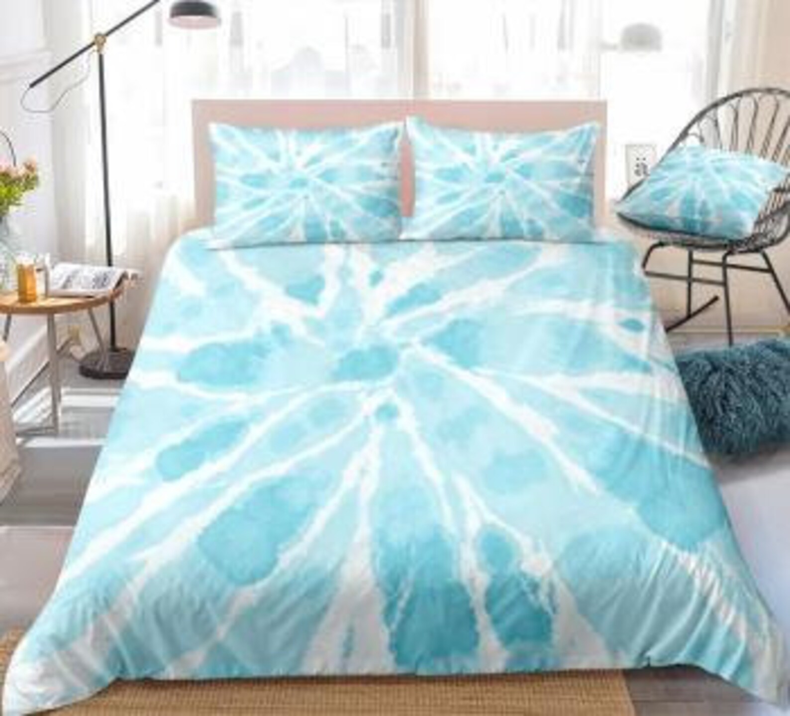 Blue tie dye Bedding Set Duvet Cover Set Fresh style Bed Linen Etsy