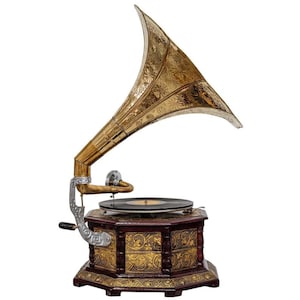 LIMITED EDITION  Antique Vintage HMV Gramophone New Engraved Carved Design Gramophone Record Phonograph Vinyl