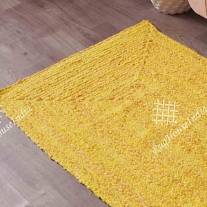 Handwoven Yellow Cotton Chindi Jute Rugs, Custom Size, Home decor Cotton chindi rug