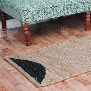 Indian Handloomed Flatweave Hemp Jute Rug Home and Living Custom Size Handmade Hemp Runner Rug
