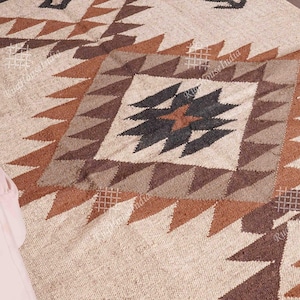 Indian Handmade Multicolor Wool Jute Kilim Rug Handmade Dhurrie Rug Bohemian Rug Home Decor Rugs Eco Friendly Rug Vintage Rug Large Rug