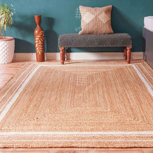 Large Boho Rug, Handmade Area Rug, Bohemian Living Room Rug, Oversized Home Decor, Eco Friendly Jute Rug, 8x10 Braided Jute Rug, Kitchen Rug