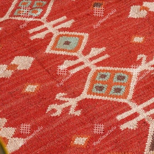 Custom Size Indian Handmade Kilim Wool Jute Rug, Multicolor Décor Rug, Fringes Jute Rug, Rectangle Shape Rug, Vintage Kilim Dhurrie Rug