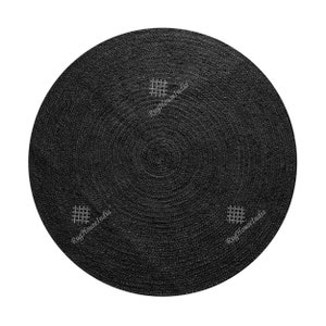 Bohemian Handmade Black, Beige & White Solid Jute Braided Round Area Rugs Hand Braided Home Décor Rugs Floor Rug Room Décor New Design Rugs